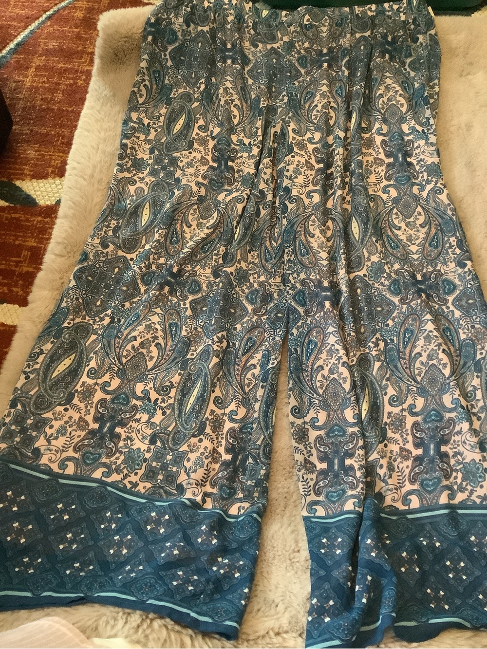 LOWEST🌺 EST.1946 BOHO PAISLEY LINED w/POCKETS WIDE LEG PANTS - Picture 2 of 12